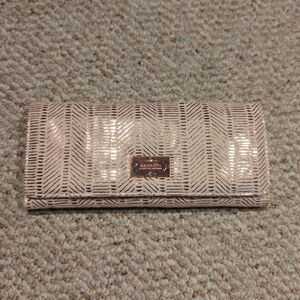Nanette Lepore PVC Fold Phone Lip Stick Wallet Clutch Rose Gold RFID Lined